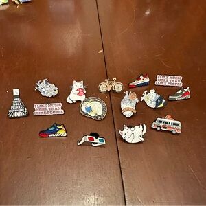 Cute Enamel Pin Brooch Lot of 15 Cats Sneakers Music Hearts Ocean Space Bike